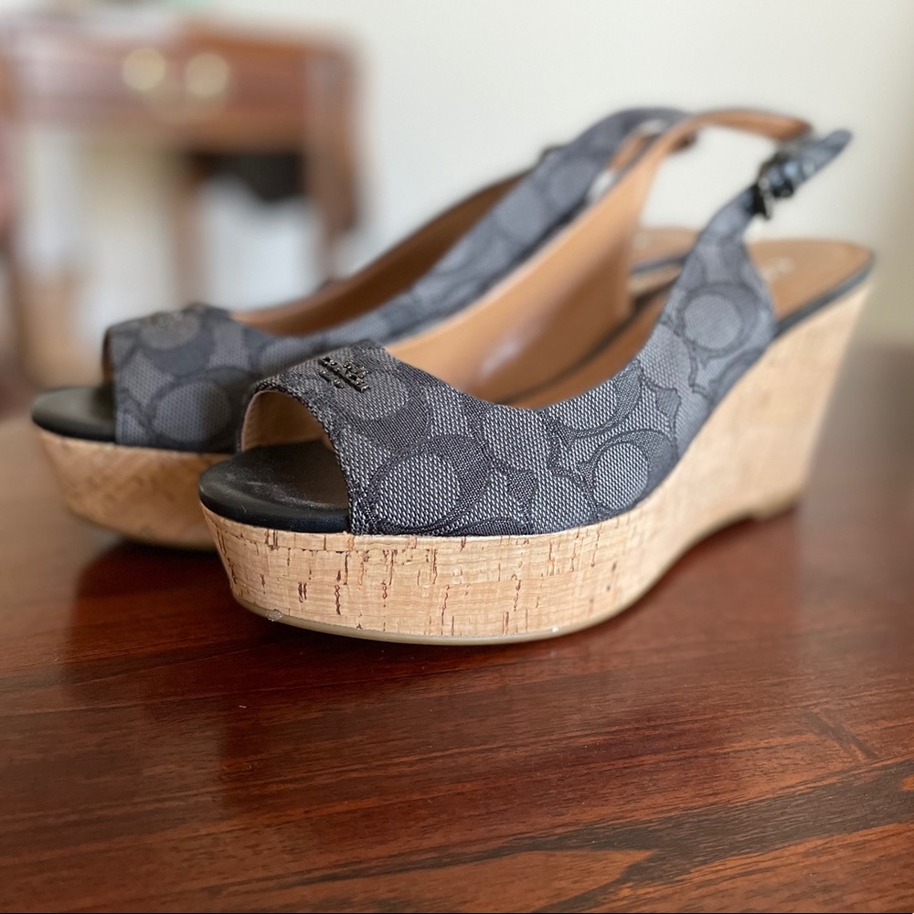Coach Ferry peep toe wedge sandals
